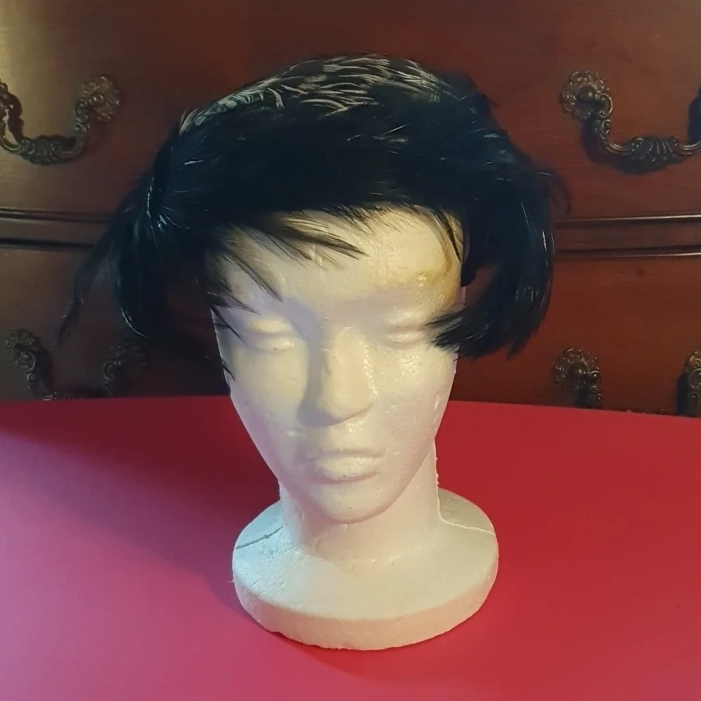 Vintage Black Feather Headband - Picture 2 of 5